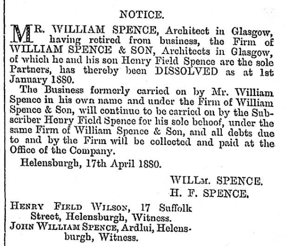 William Spence notice